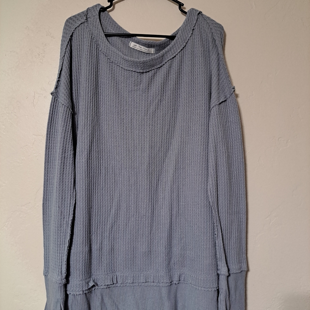 We The Free Soft Gray Textured Top